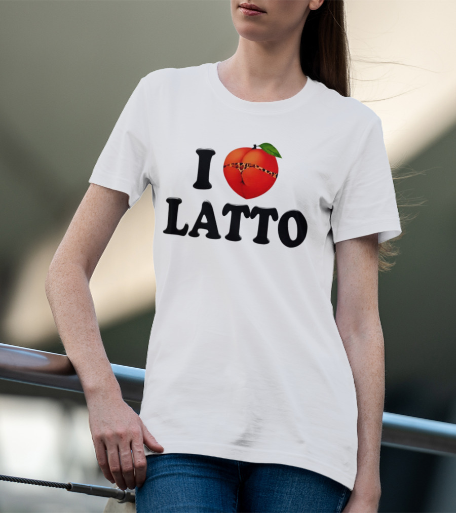 I Love Latto Peach With Leopard Print Detail T-Shirt