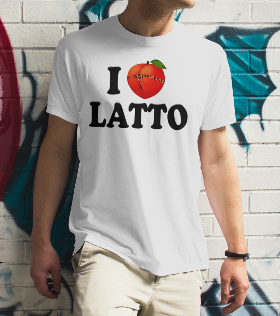 I Love Latto Peach With Leopard Print Detail T-Shirt