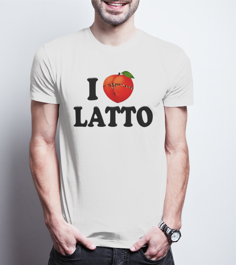I Love Latto Peach With Leopard Print Detail T-Shirt