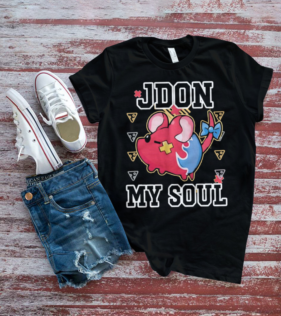 JDON My Soul Rat With Cute Red And Blue Cartoon Mouse With Pizza Slices T-Shirt