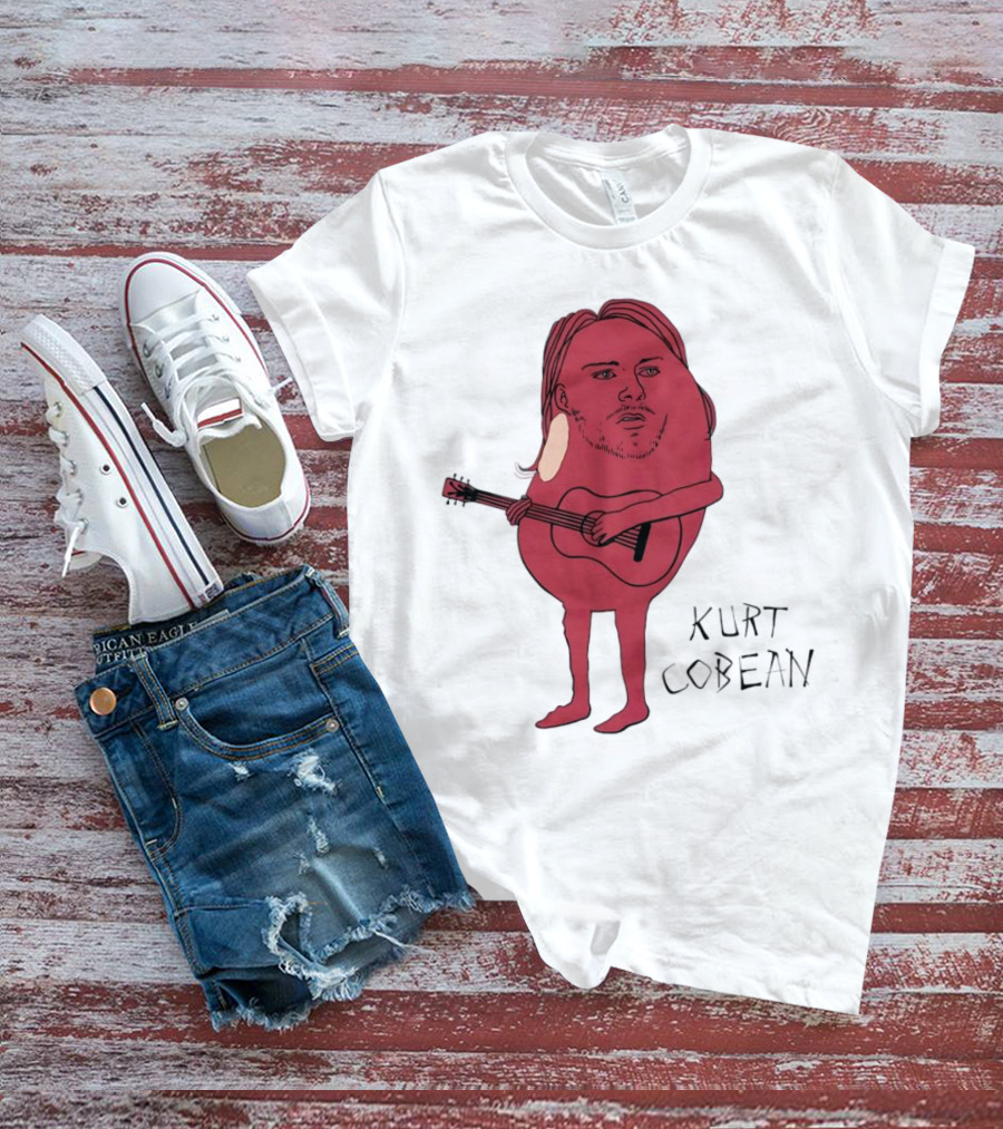 Kurt Cobean Guitar Bean Character T-Shirt