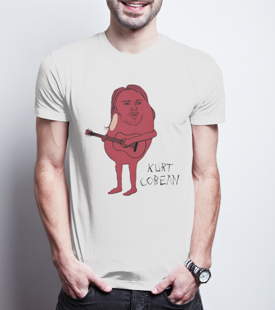 Kurt Cobean Guitar Bean Character T-Shirt