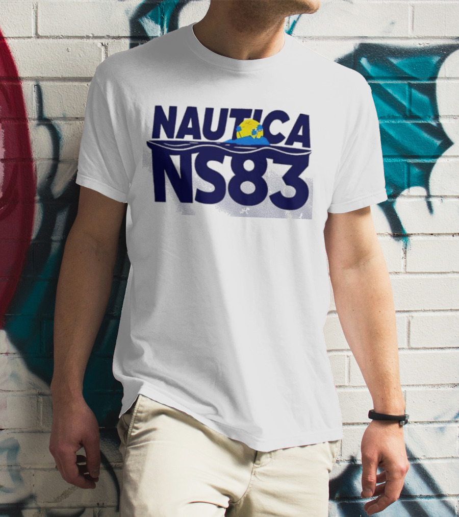 Nautica NS83 Ocean Wave And Globe T-Shirt