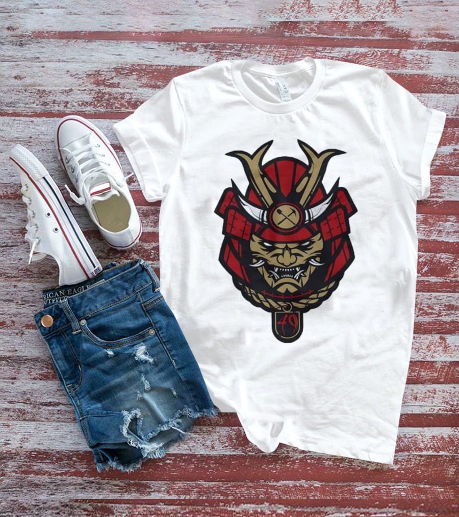 San Francisco 49ers Samurai Head With Crossed Axes And Number 49 T-Shirt
