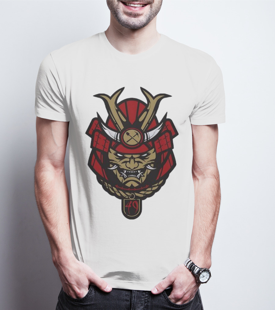 San Francisco 49ers Samurai Head With Crossed Axes And Number 49 T-Shirt