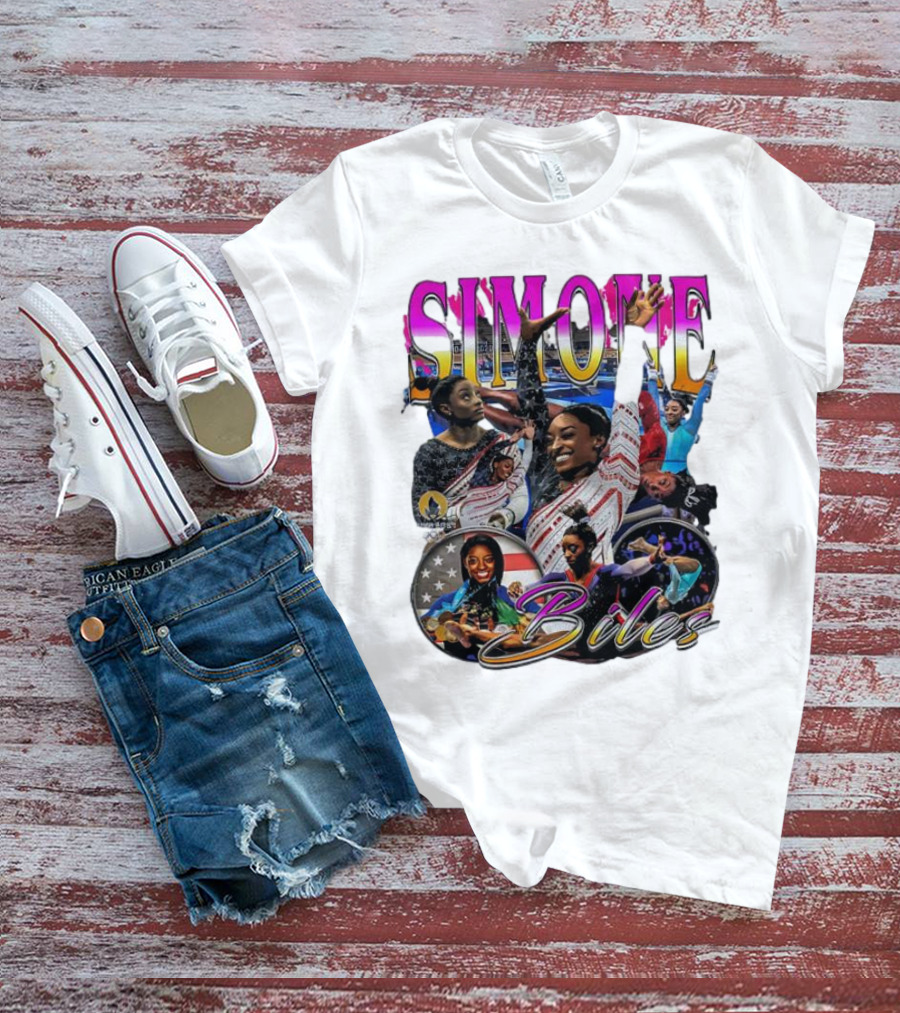 Simone Biles Olympic Champion Retro Collage T-Shirt