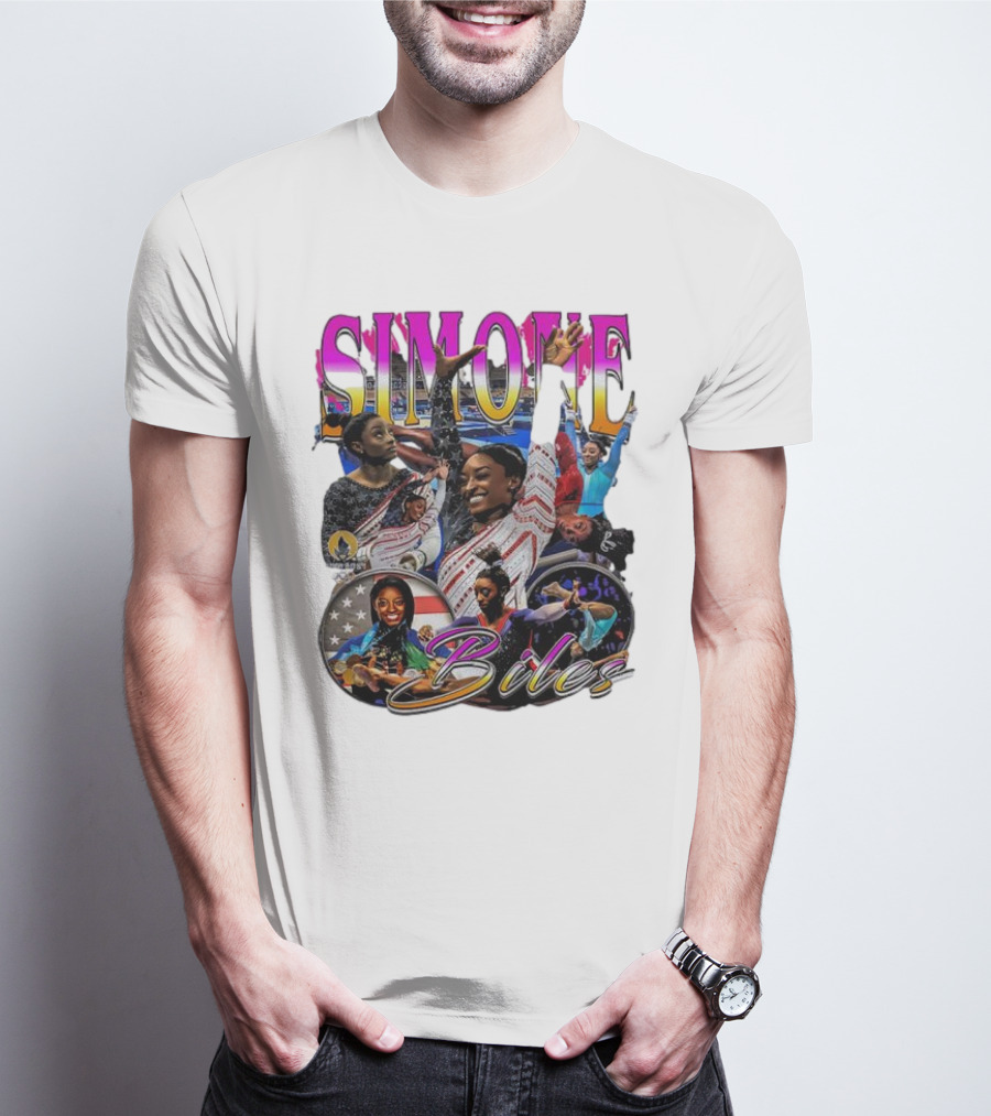 Simone Biles Olympic Champion Retro Collage T-Shirt
