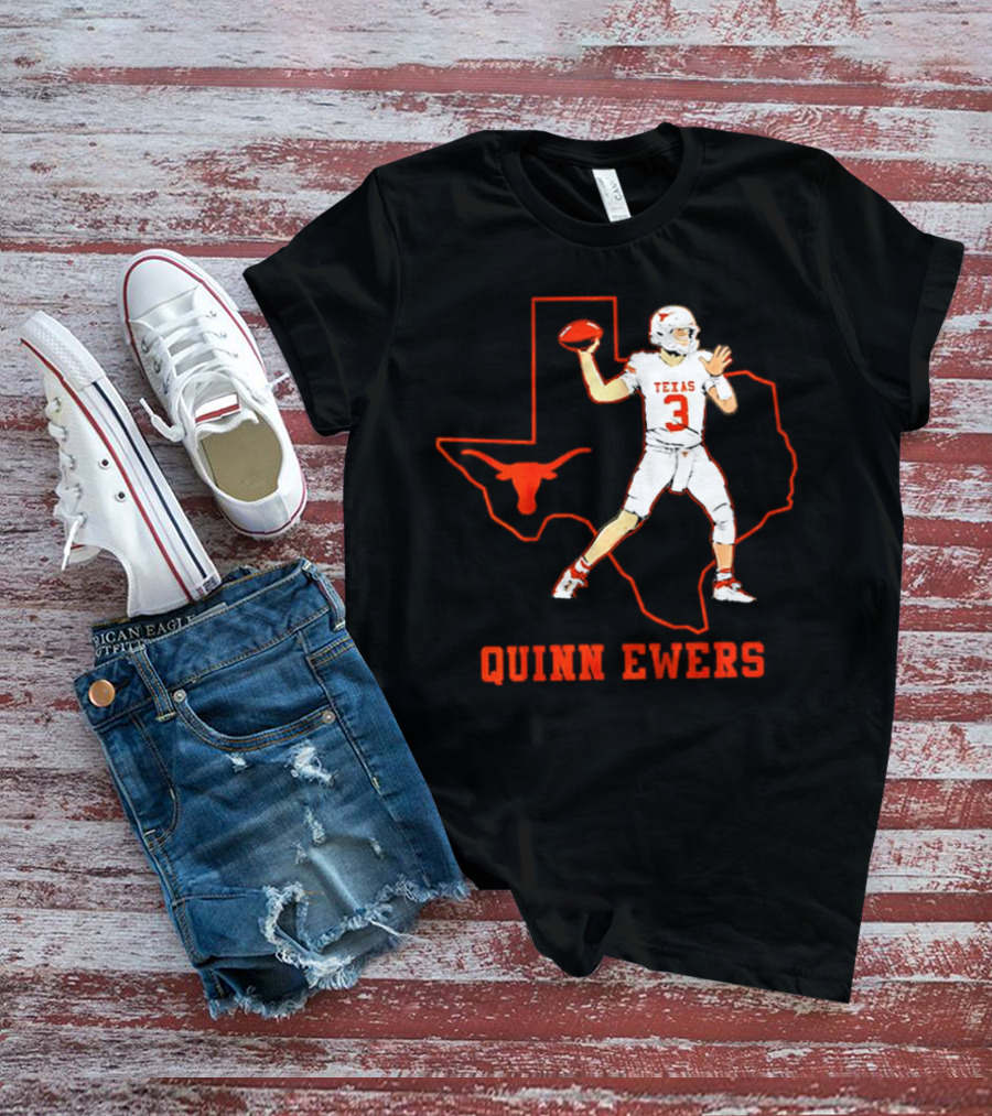 Quinn Ewers Texas Longhorns Football State Outline T-Shirt