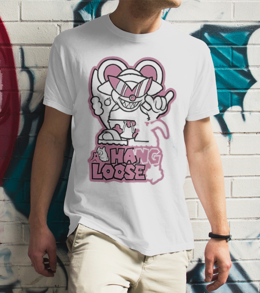 Coneyfest Hang Loose Retro Cartoon Mouse Hand Gesture T-Shirt