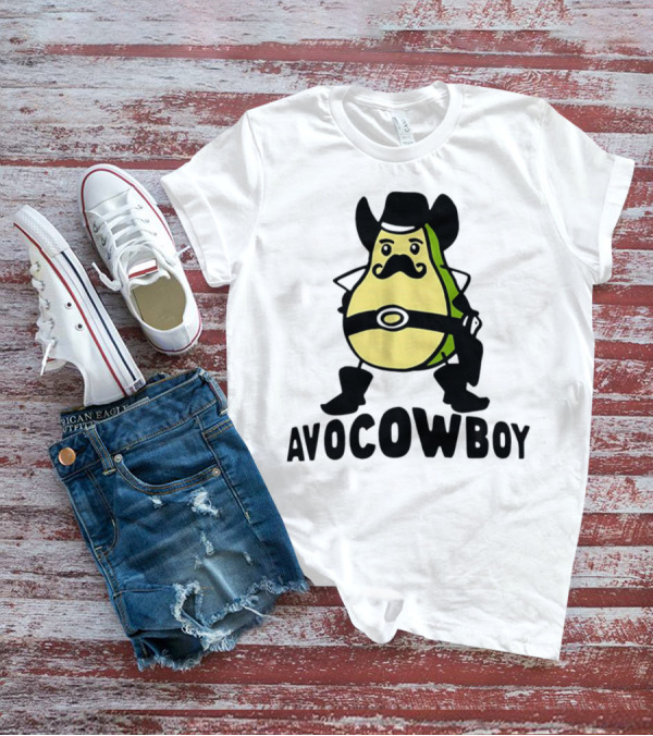 Avocowboy Avocado X Cowboy Character With Hat And Mustache T-Shirt
