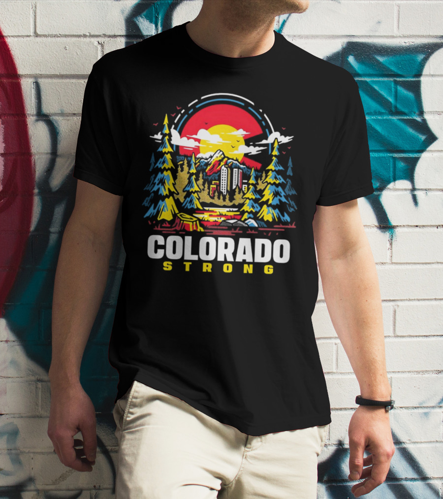 Dude Dad Colorado Strong Forest Sunset Mountains T-Shirt