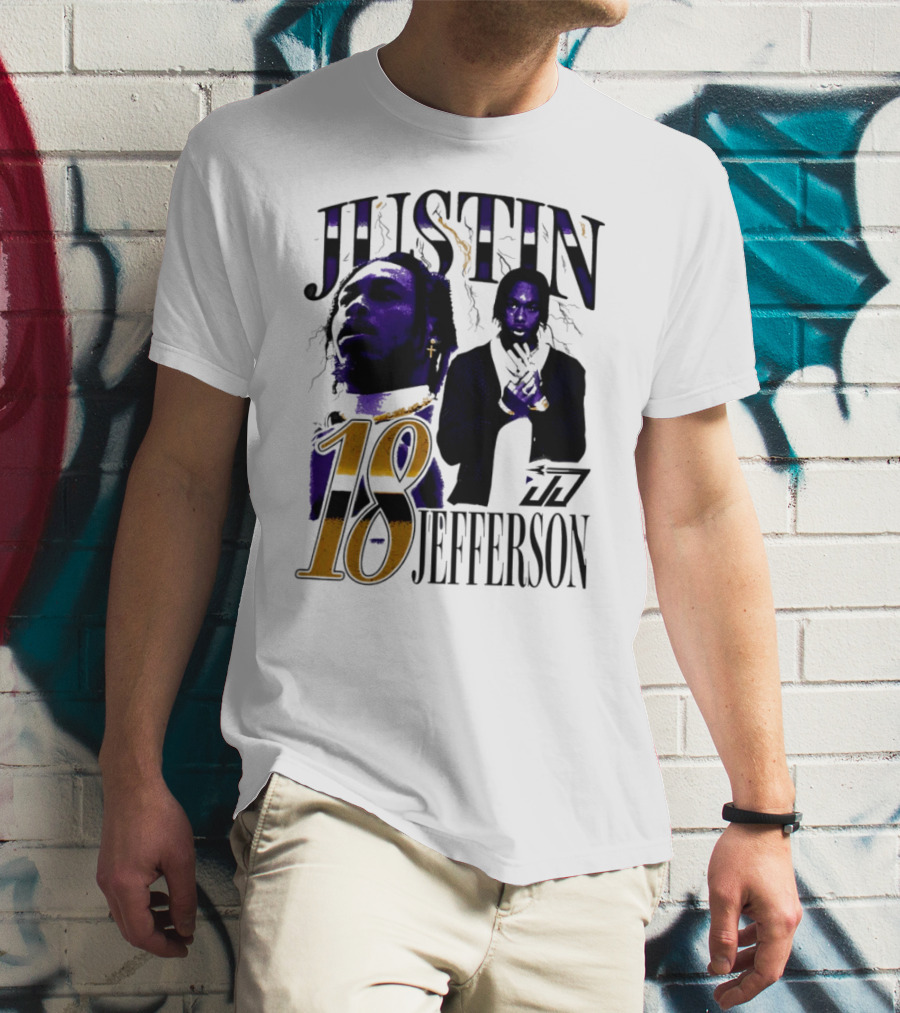 Justin Jefferson 18 Minnesota Vikings Lightning T-Shirt