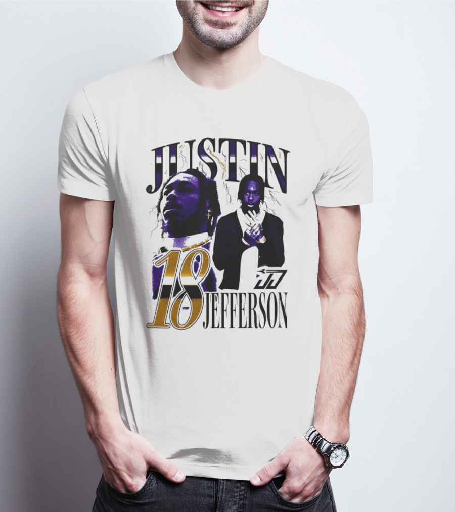 Justin Jefferson 18 Minnesota Vikings Lightning T-Shirt