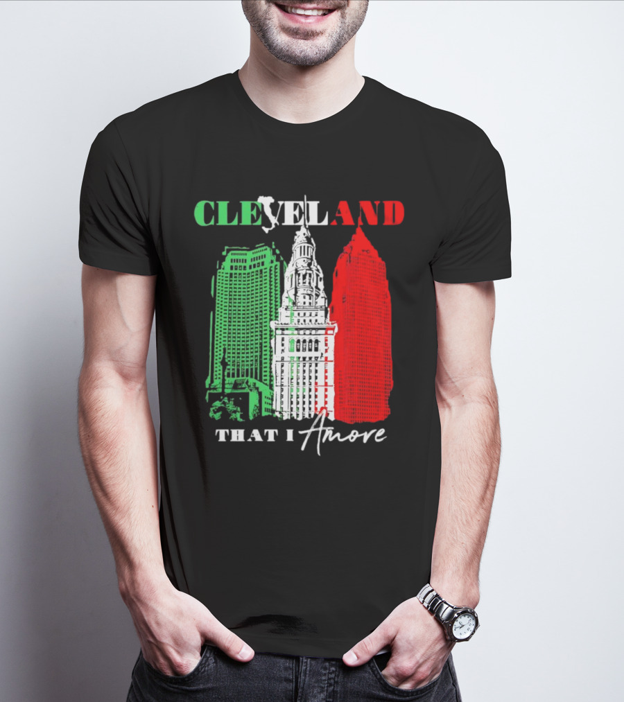 Cleveland That I Amore Italy Flag Skyline T-Shirt