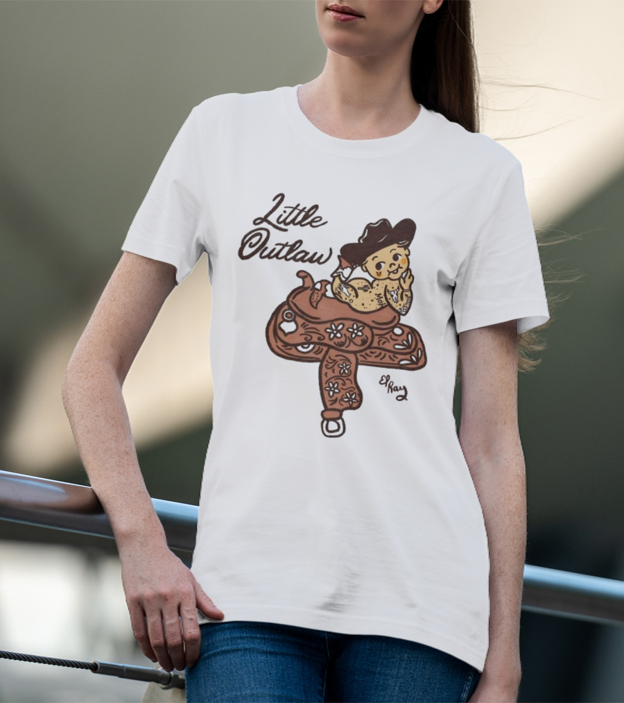 Kewpie Cowboy Little Outlaw Vintage Saddle Art By El Ren T-Shirt
