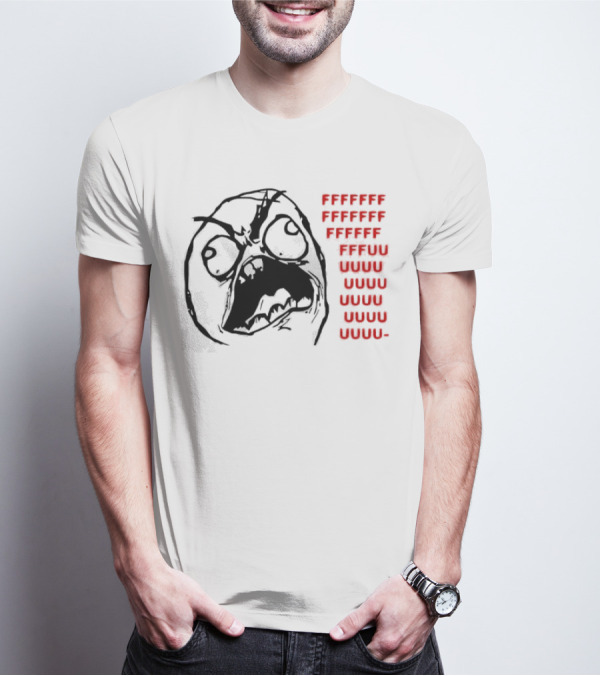 Rage Face Meme FFFFUUUUU Repeated Text T-Shirt