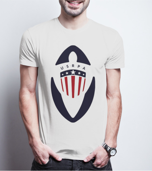 USRPA U.S. Rugby Players Association Red White And Blue Shield T-Shirt