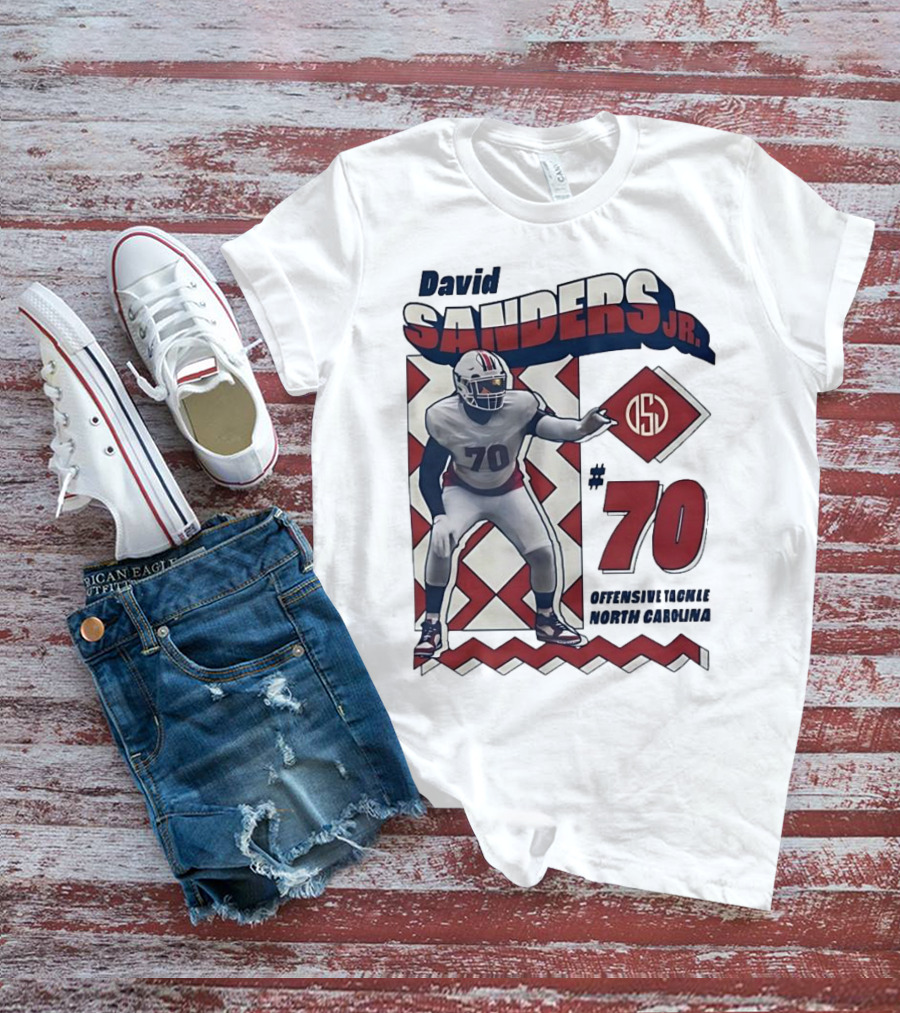 David Sanders Jr. 70 Offensive Tackle North Carolina Retro Football T-Shirt