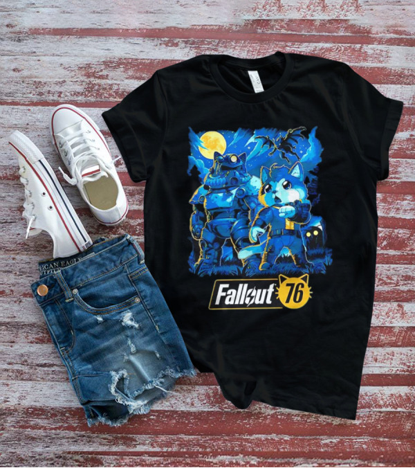 Fallout 76 Dog Costume Post-Apocalyptic Adventure Moonlit Scene T-Shirt