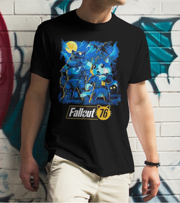 Fallout 76 Dog Costume Post-Apocalyptic Adventure Moonlit Scene T-Shirt