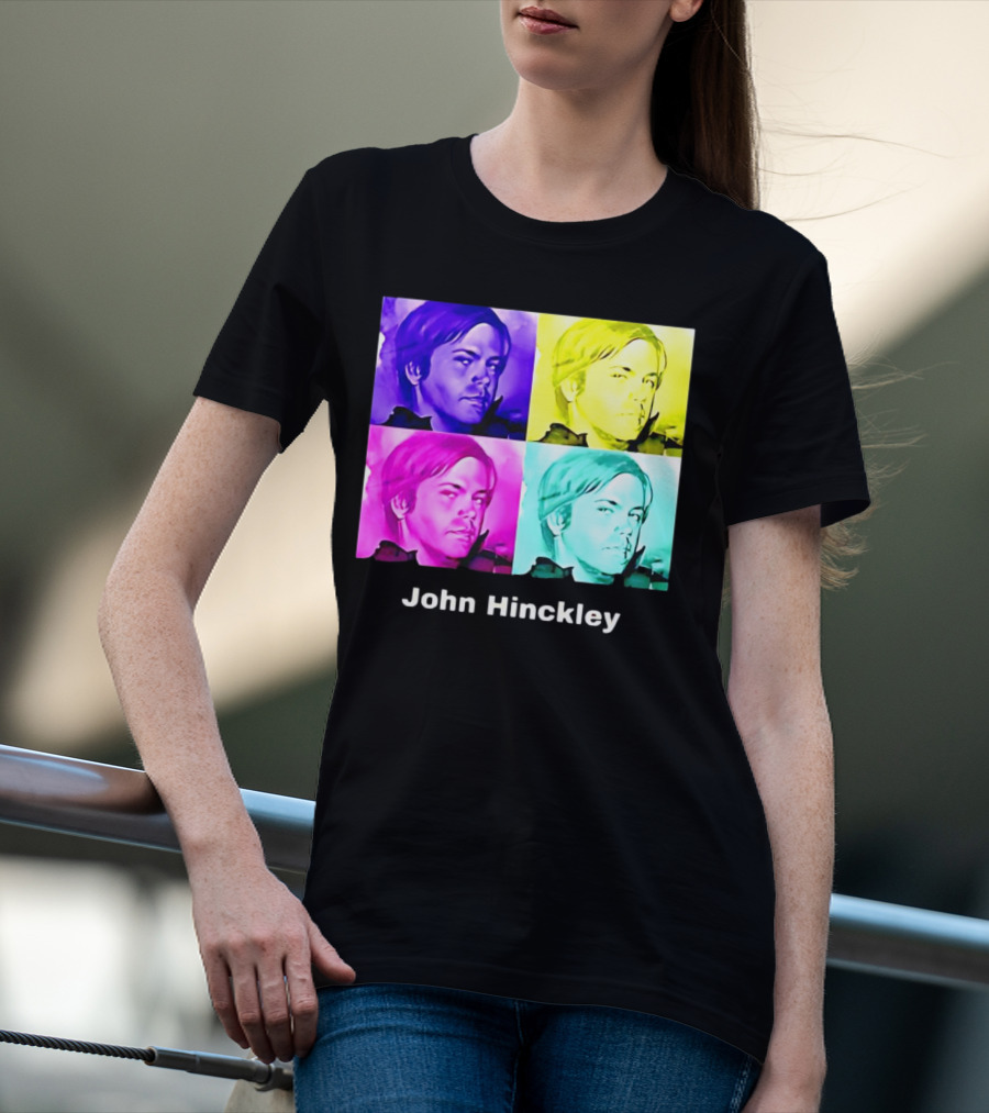 John Hinckley Pop Art Portrait Quad Color Blocks T-Shirt