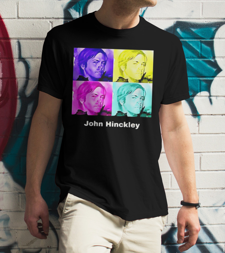 John Hinckley Pop Art Portrait Quad Color Blocks T-Shirt