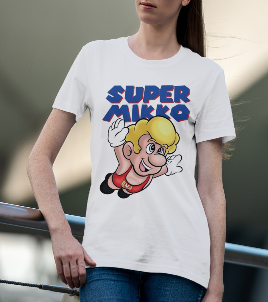 Super Mikko Flying Character Parody Super Mario Game T-Shirt