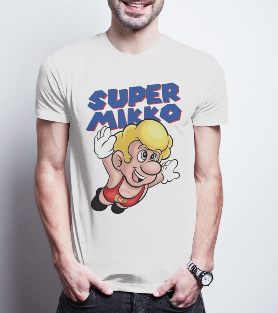 Super Mikko Flying Character Parody Super Mario Game T-Shirt