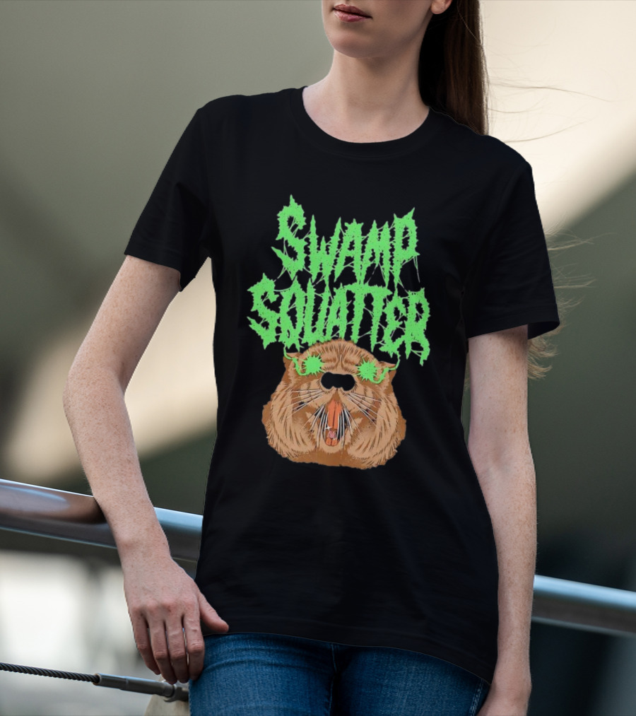 SWAMP SQUATTER GREEN MONSTER FACE T-Shirt
