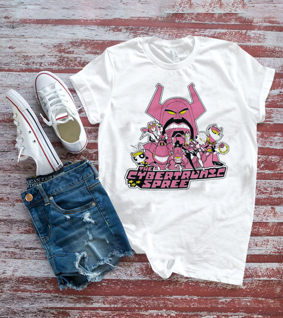 The Cybertronic Spree Cartoon Characters With Robot Helmets And Pink Armor T-Shirt
