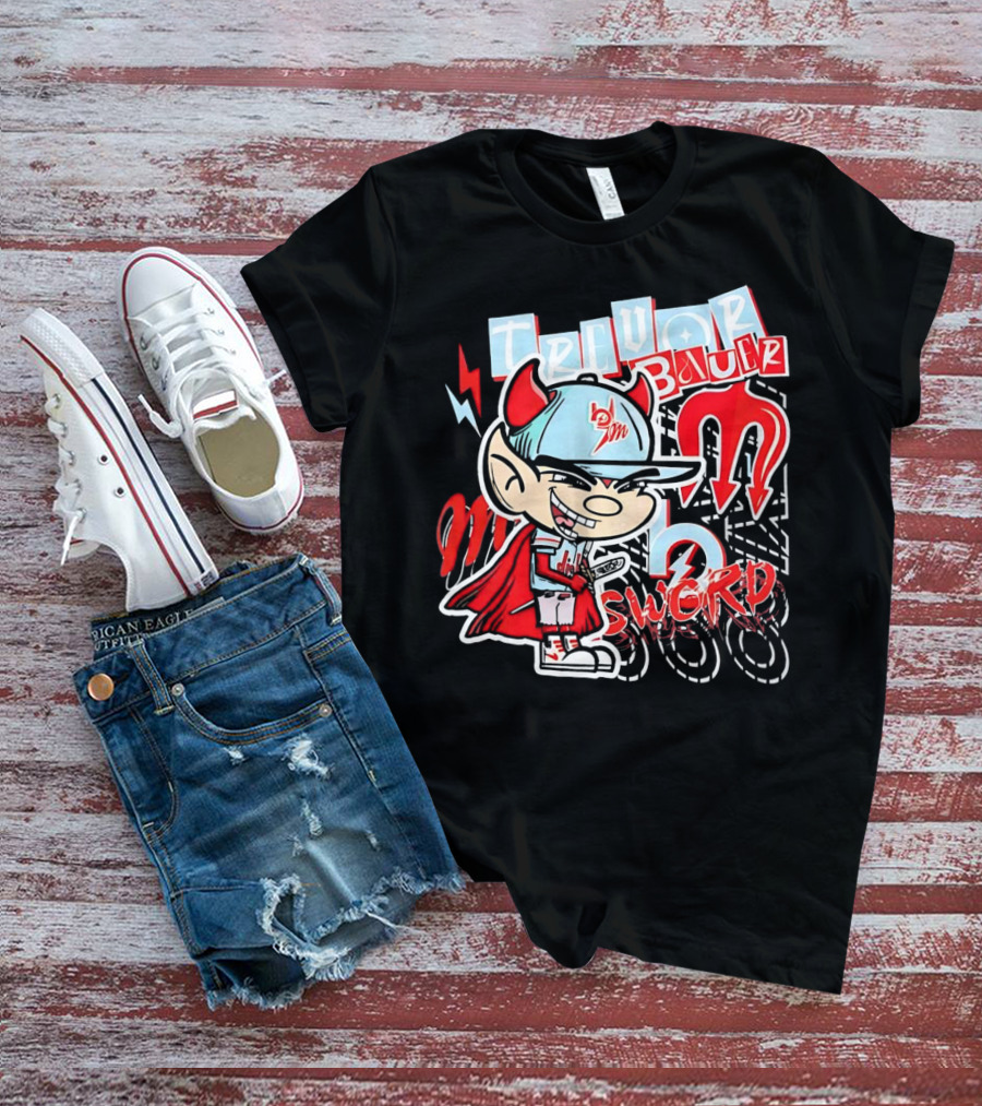 Trevor Bauer Diablo Cartoon Red Sword T-Shirt