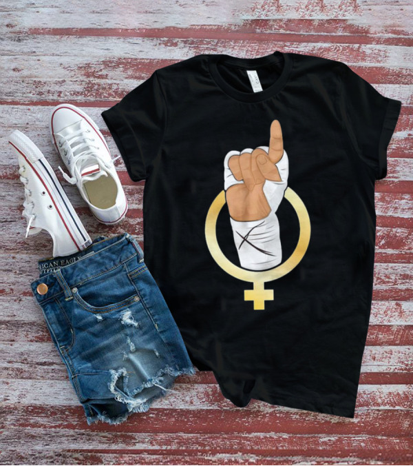 Gold Female Boxing Hand Symbol Feminist Power T-Shirt