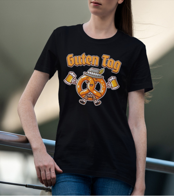 Guten Tag Pretzel With Beer Oktoberfest Cheers T-Shirt
