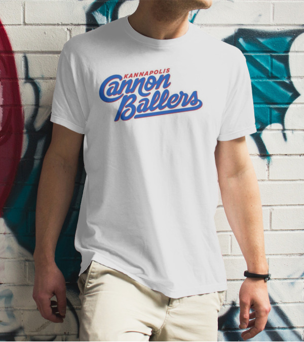 Kannapolis Cannon Ballers Red And Blue Script T-Shirt