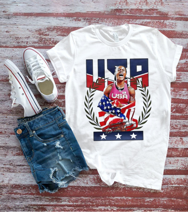 USA Sha’Carri Richardson Gold Medal Celebration American Flag T-Shirt