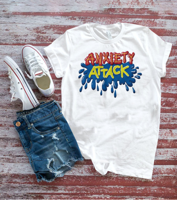 Anxiety Attack Bright Comic Style Text With Blue Splashes T-Shirt