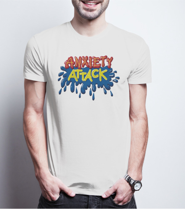Anxiety Attack Bright Comic Style Text With Blue Splashes T-Shirt