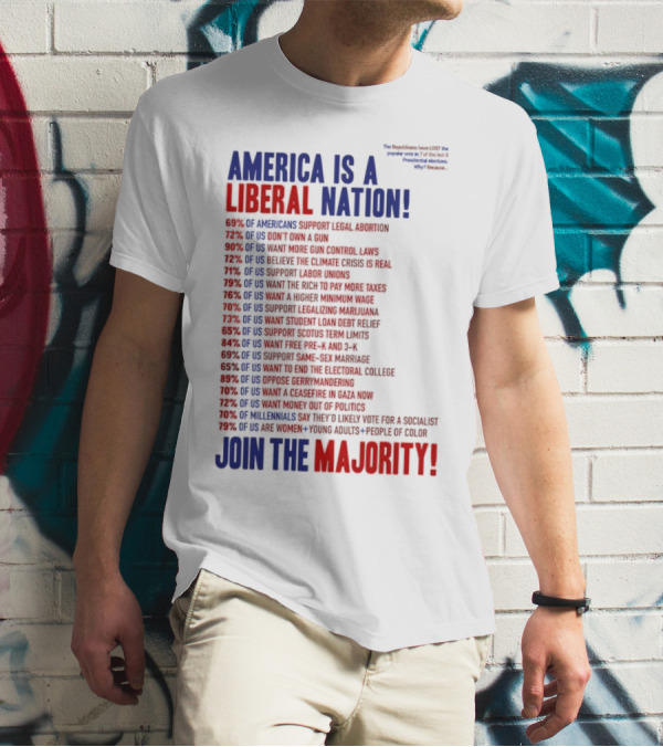 America Is A Liberal Nation 69% Of Americans Support Legal Abortion Join The Majority T-Shirt