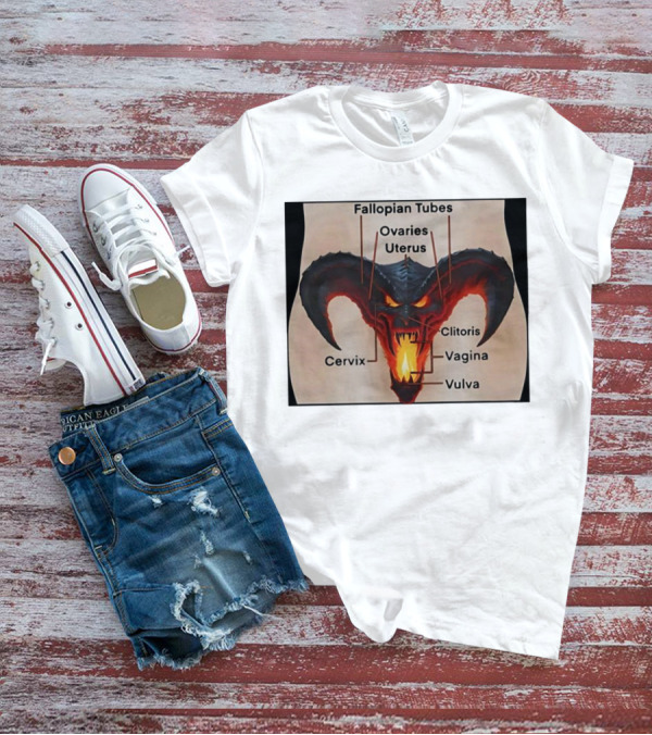 Fallopian Tubes Ovaries Uterus Cervix Clitoris Vagina Vulva Demon Anatomy T-Shirt