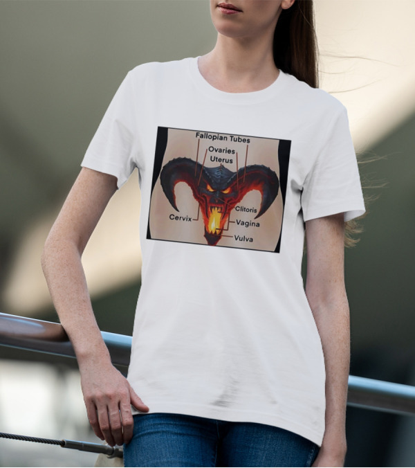 Fallopian Tubes Ovaries Uterus Cervix Clitoris Vagina Vulva Demon Anatomy T-Shirt