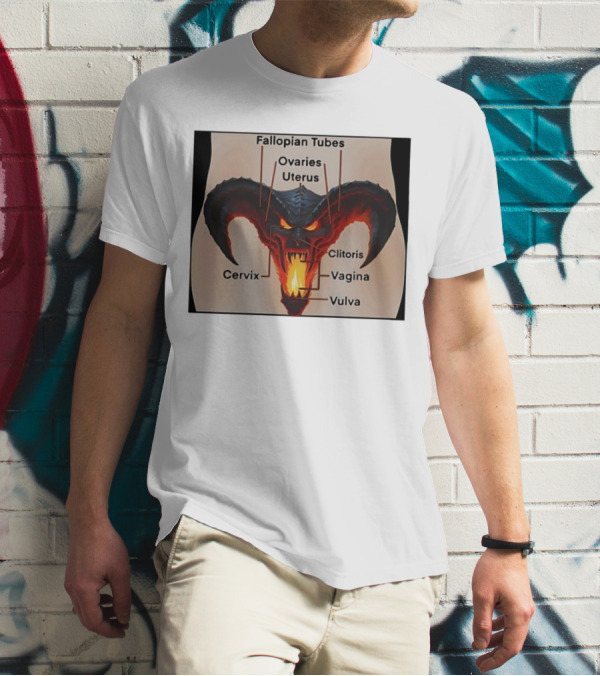 Fallopian Tubes Ovaries Uterus Cervix Clitoris Vagina Vulva Demon Anatomy T-Shirt