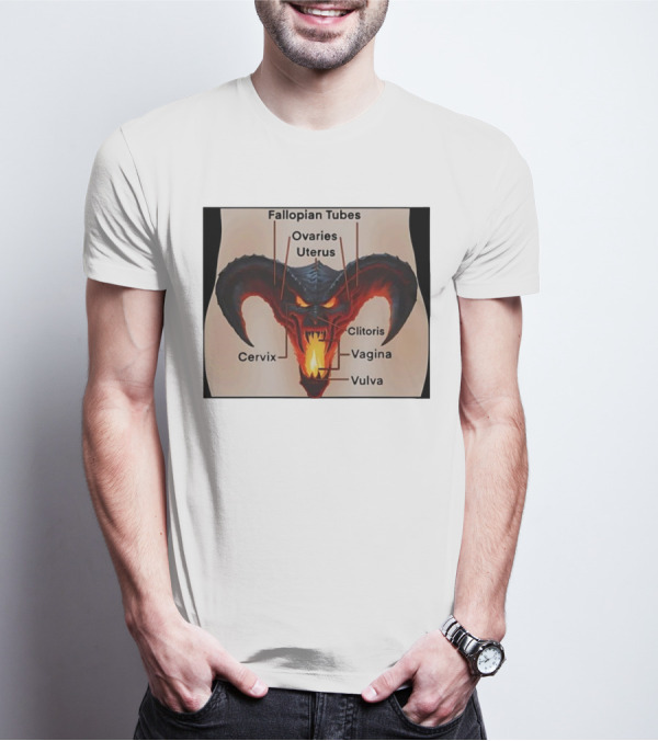 Fallopian Tubes Ovaries Uterus Cervix Clitoris Vagina Vulva Demon Anatomy T-Shirt
