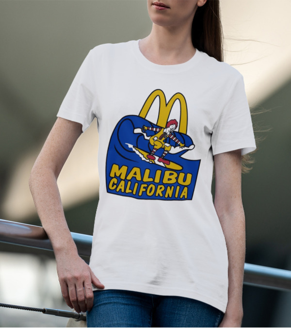 McDonald’s Clown Surfing Malibu California Waves T-Shirt