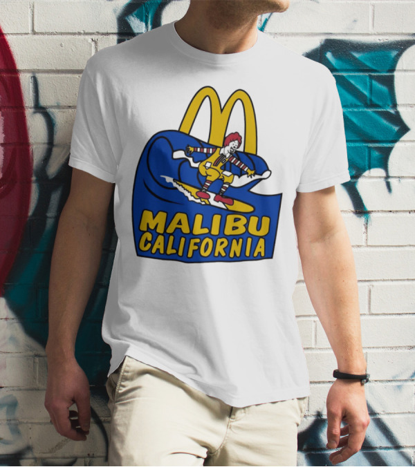 McDonald’s Clown Surfing Malibu California Waves T-Shirt
