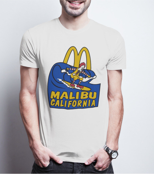 McDonald’s Clown Surfing Malibu California Waves T-Shirt