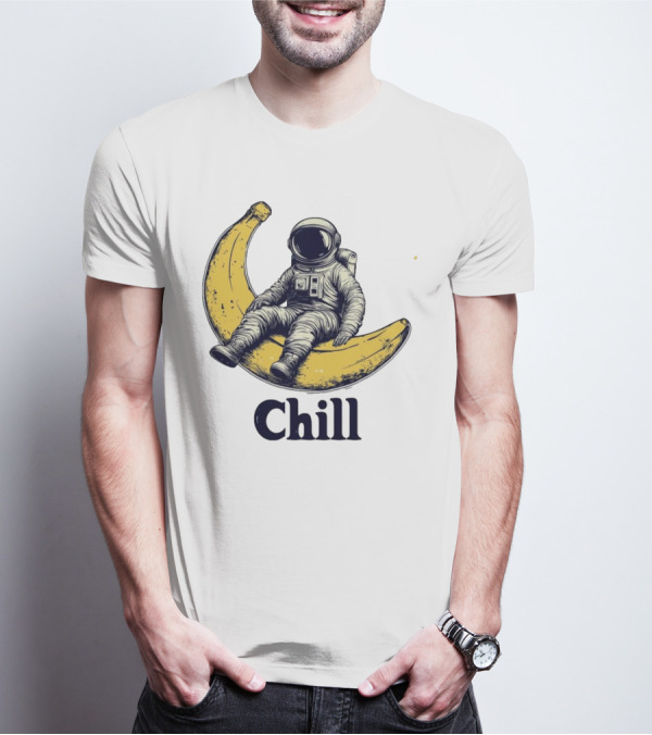 Astronaut Chill Sit On Moon Banana T-Shirt