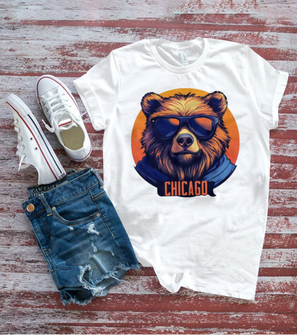 Da Bear Chicago Sunglasses Sunset Circle T-Shirt