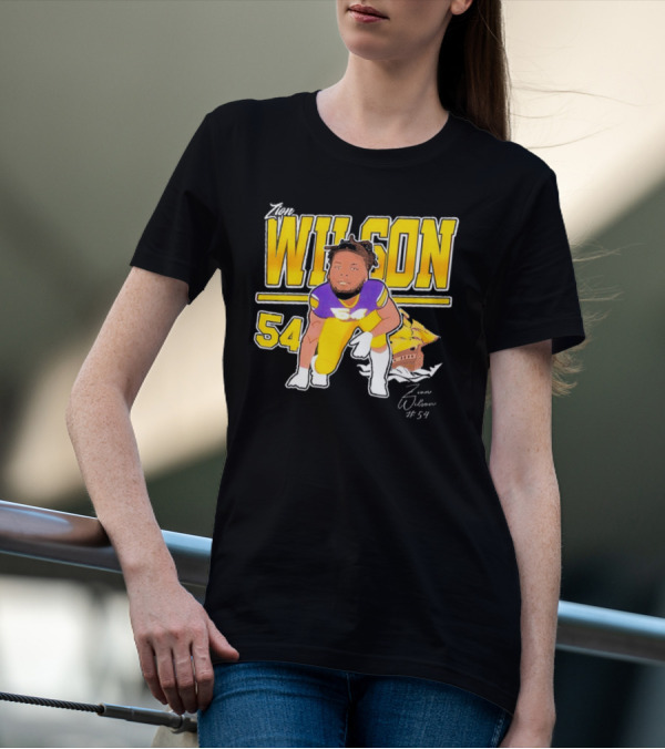 Zion Wilson 54 East Carolina Pirates Cartoon Football Player T-Shirt