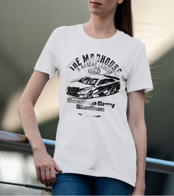 The Madhouse A NASCAR Legend Car Graphic Bowman Gray Stadium T-Shirt
