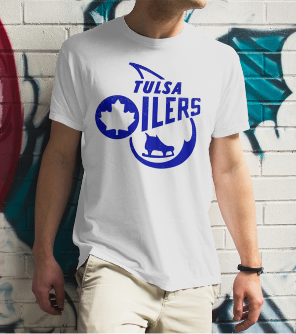 Tulsa Oilers 1982 Maple Leaf Ice Skate T-Shirt